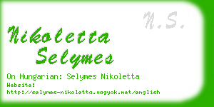 nikoletta selymes business card